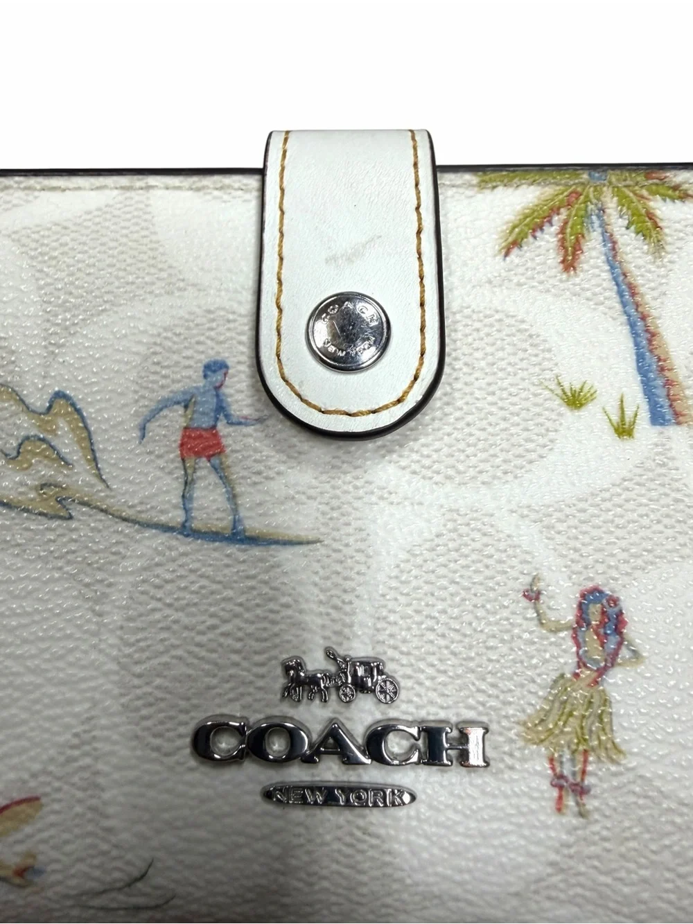 Coach White Signature Hula Beach Print Wallet & Wristlet Set